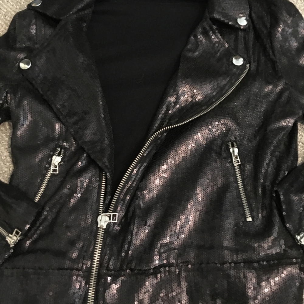 Matte Black Sequins Motto Jacket - image 5